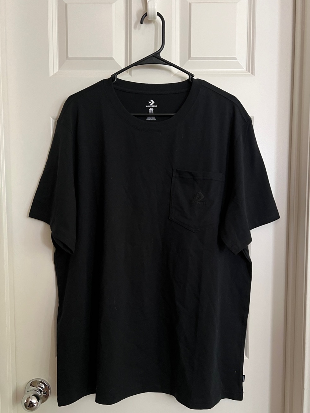 Converse Men's Black Short Sleeve Pocket Tee with Embroidered Logo